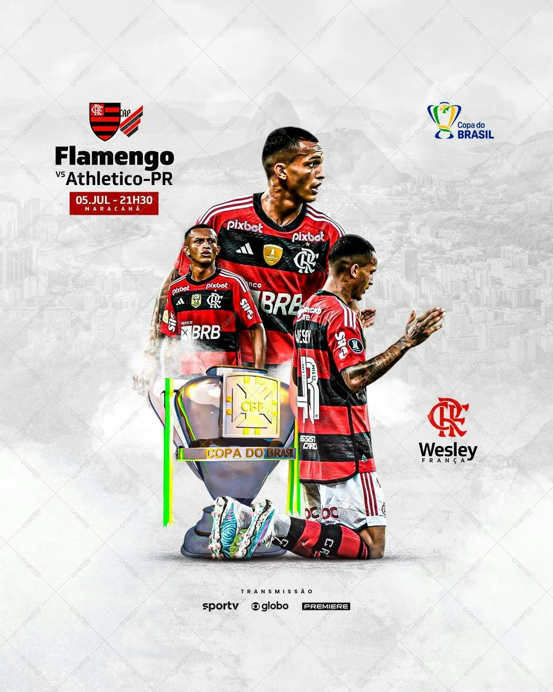 Flyer para Jogo Flamengo x Athletico-PR PSD Editável
