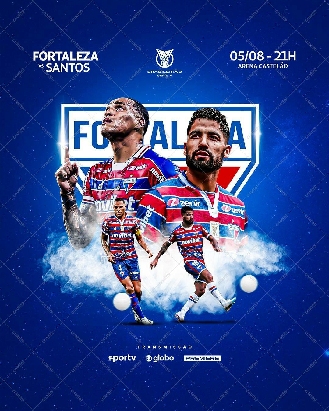 Flyer para Jogo Fortaleza x Santos PSD Editável