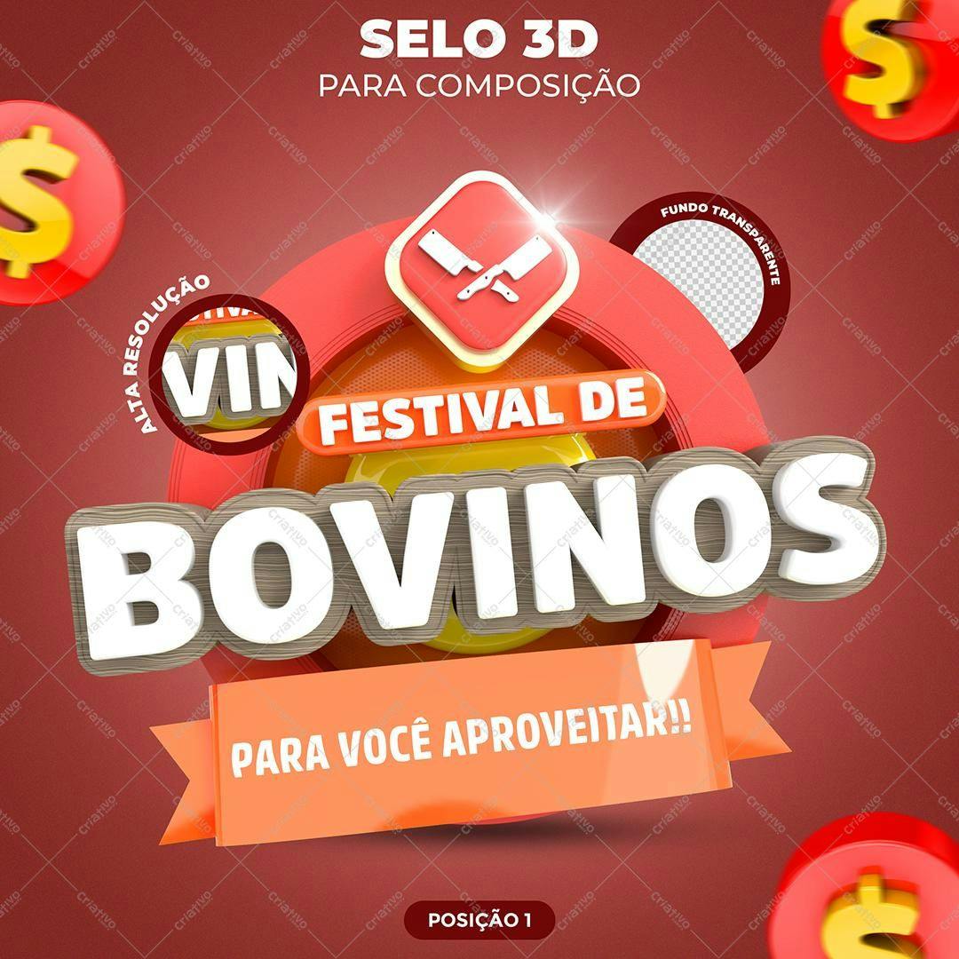 Selo 3D evento festival vermelho e madeira