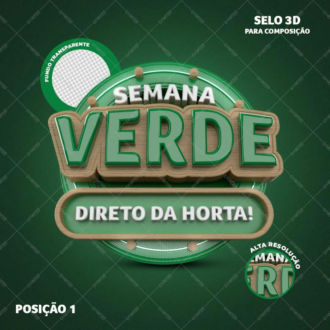 Selo 3D promocional madeira e verde