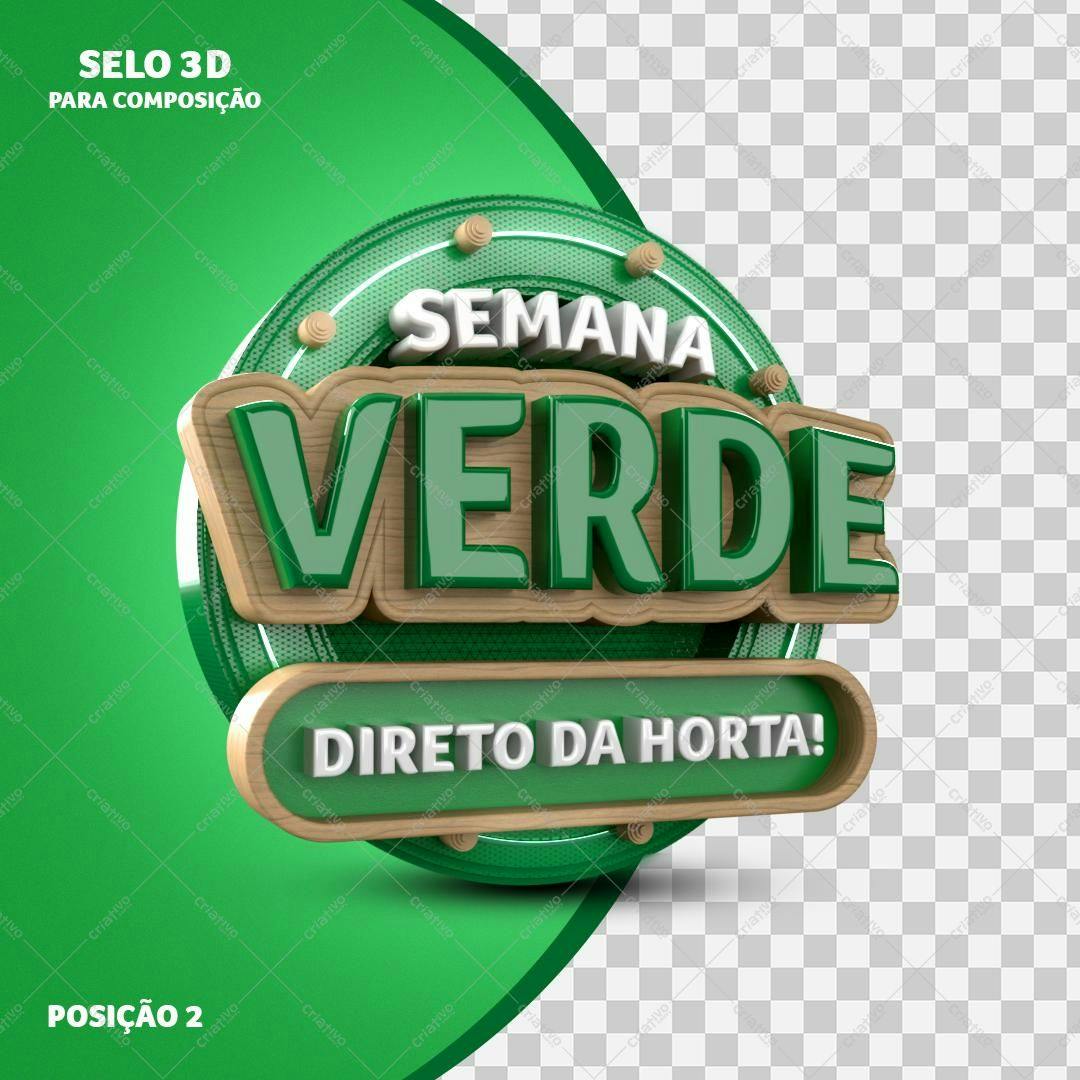 Selo 3D promocional madeira e verde