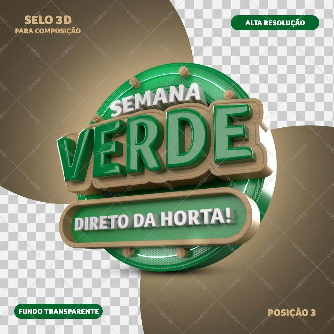 Selo 3D promocional madeira e verde