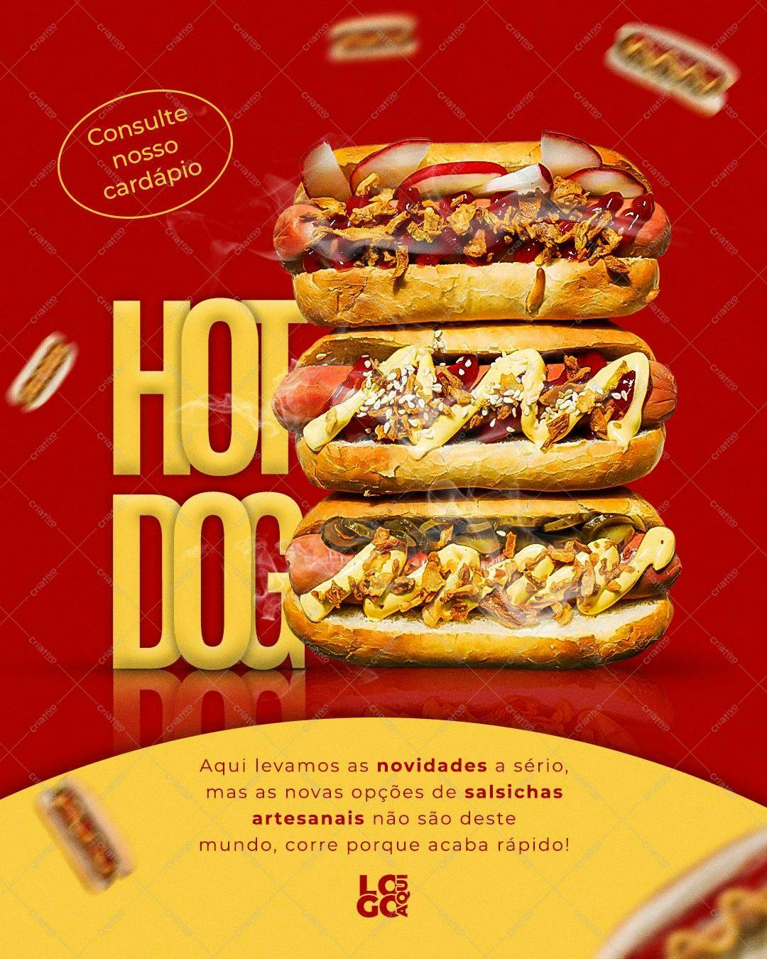 Cardápio de Hot Dog Artesanal PSD Editável