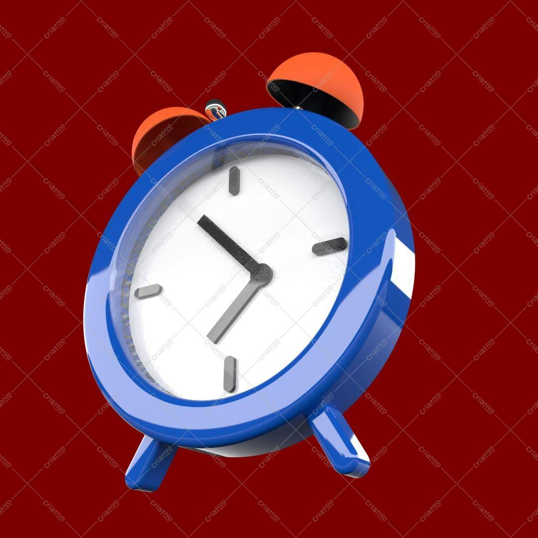 Relógio Despertador Azul e Laranja PSD Editável