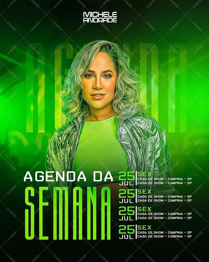 Flyer para Show Musical - Agenda da Semana PSD Editável