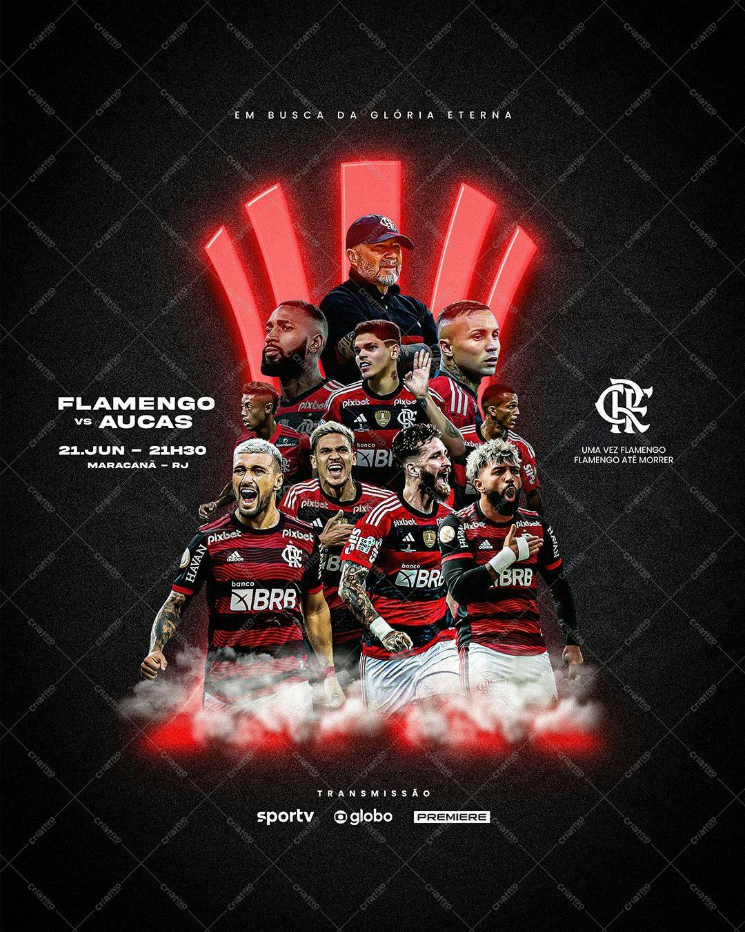 Flyer Flamengo x Aucas PSD Editável