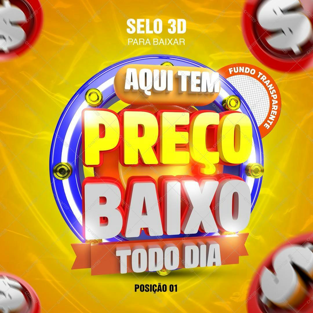 Selo 3D para Promoção de Preços Baixos PSD Editável