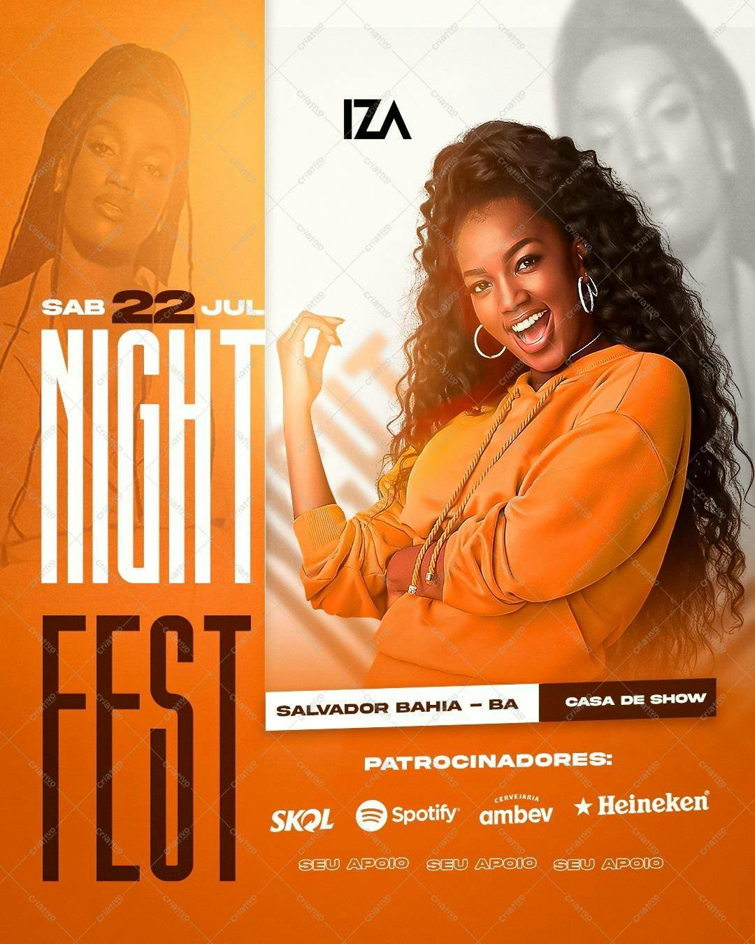 Flyer para Festa IZA em Salvador PSD Editável
