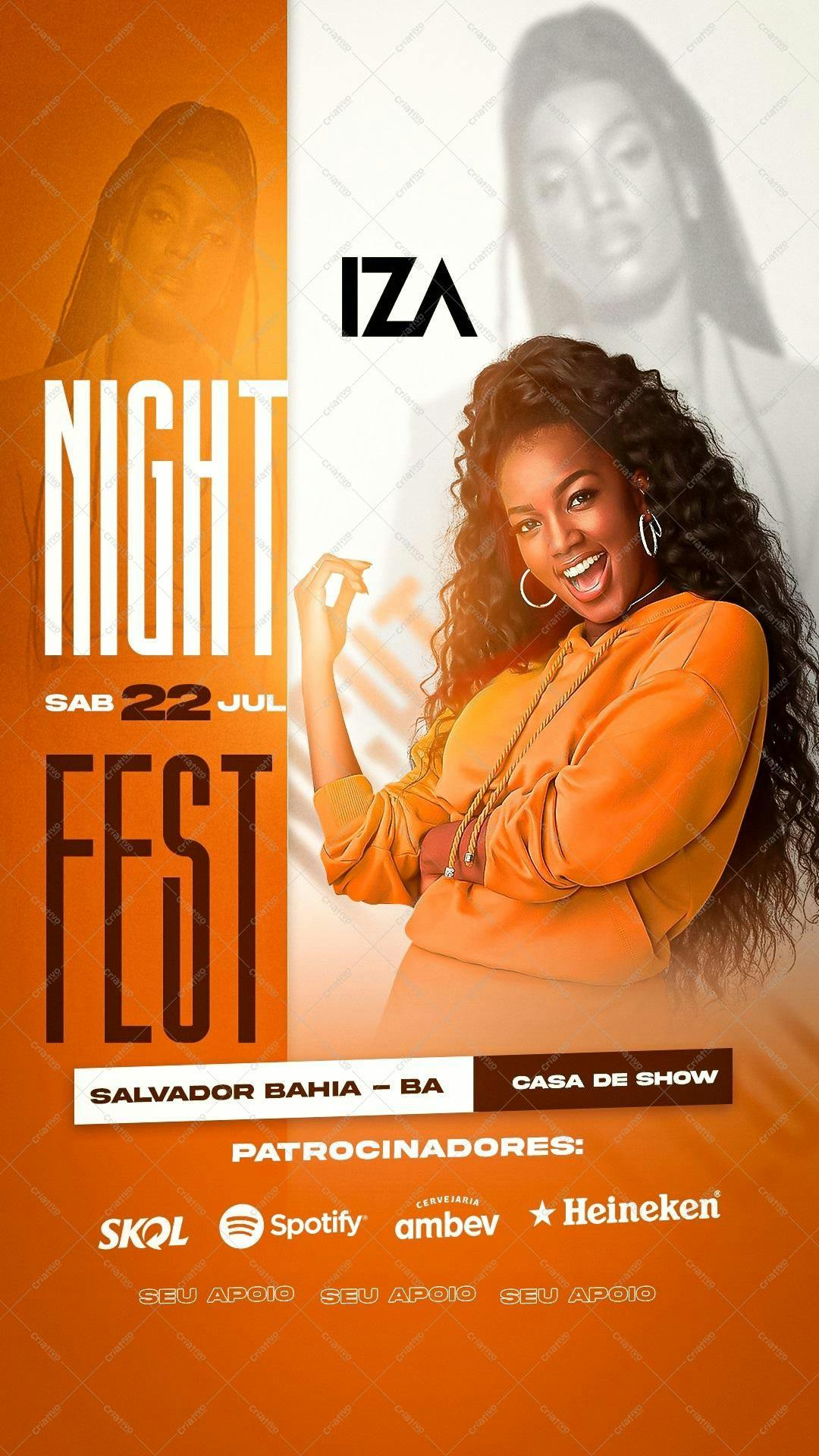 Flyer para Festa Iza em Salvador PSD Editável