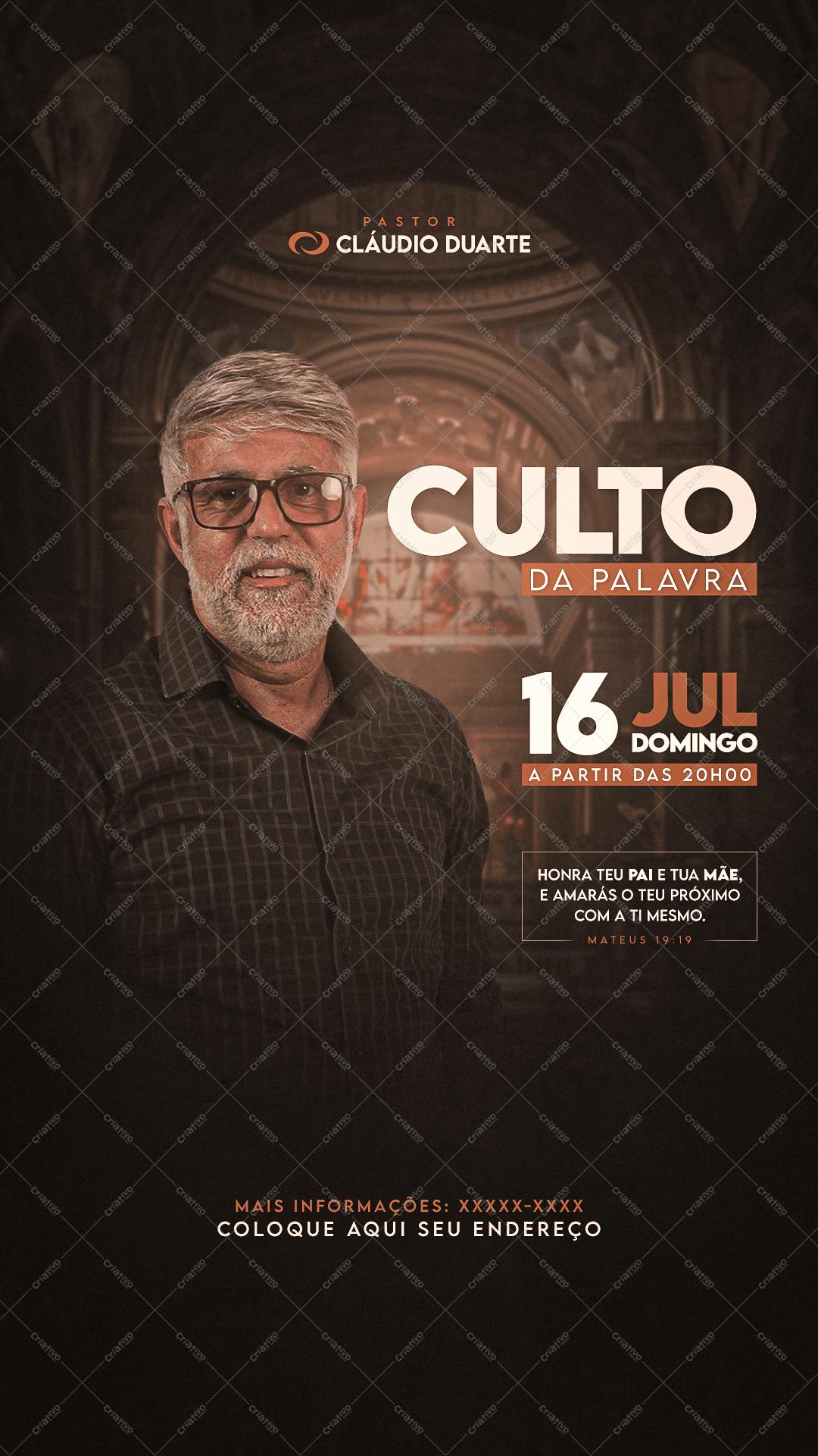 Flyer para Culto da Palavra PSD Editável