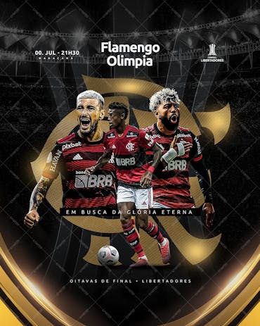 Social Media Flyer Futebol Flamengo X São Paulo PSD Editável