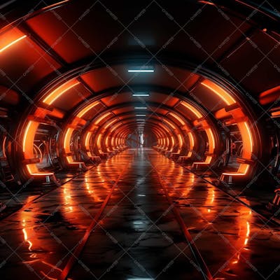 Fundo De Tunel Com Luzes De Neon