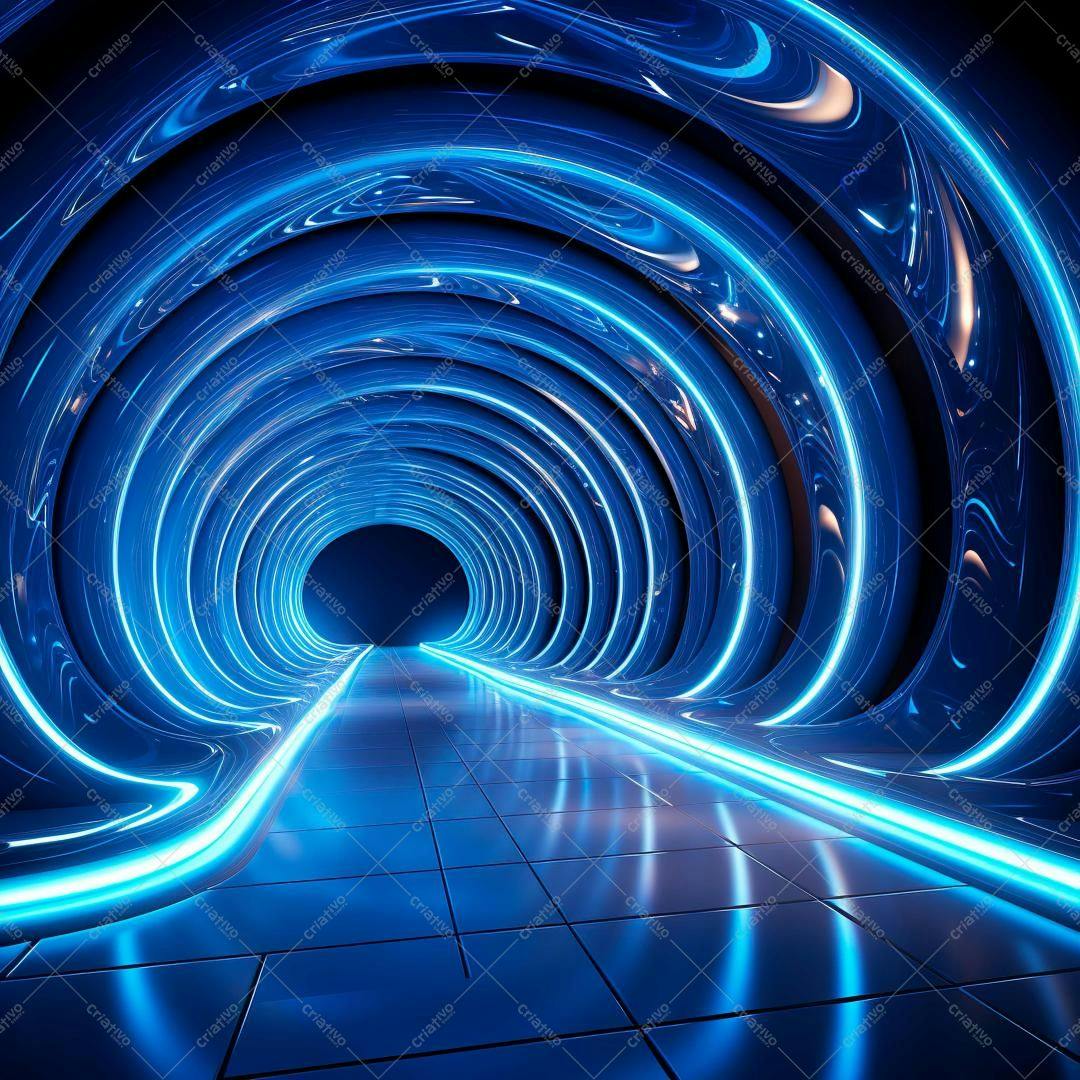 Túnel de Luz Azul Neon