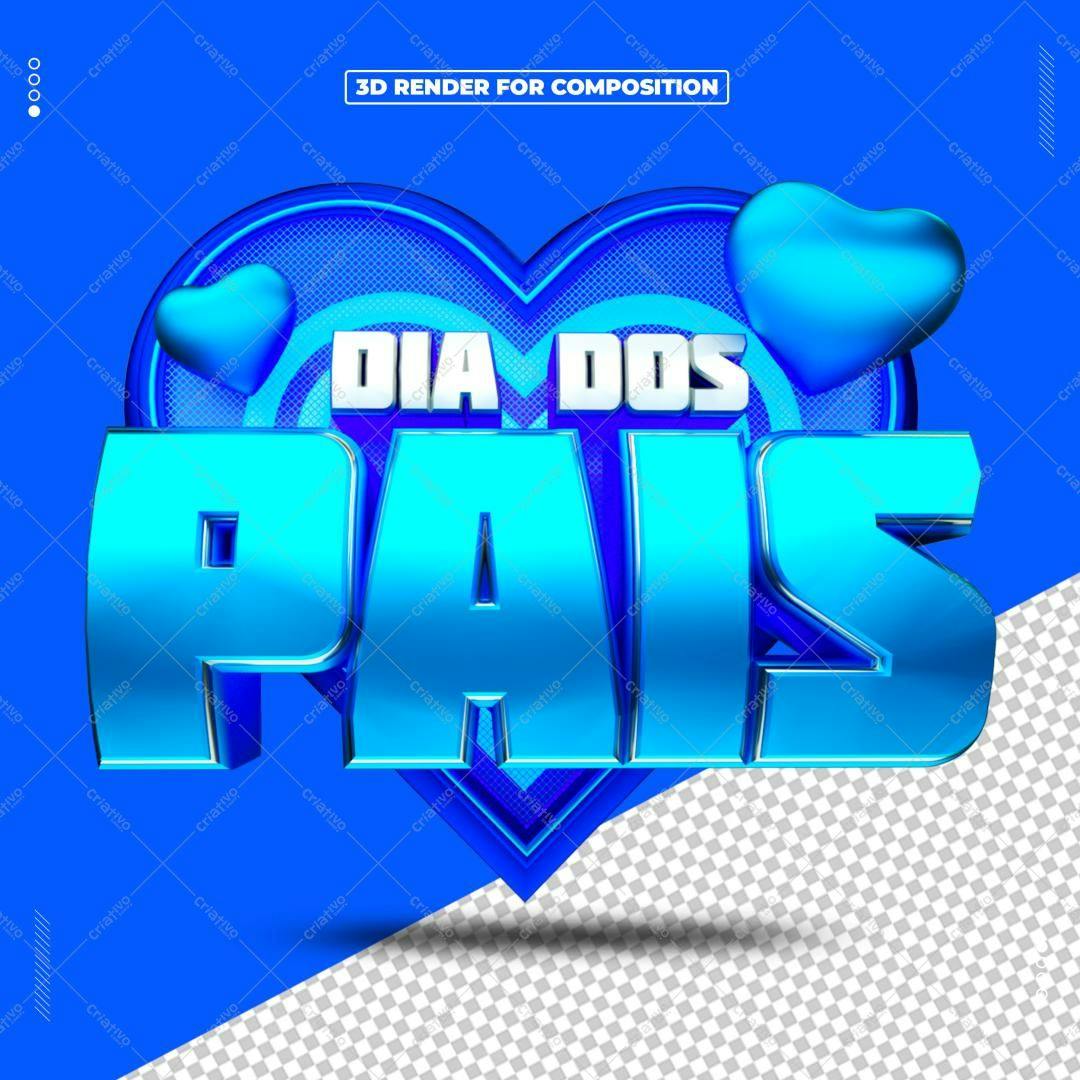 Selo 3D Dia dos Pais Azul Metalizado