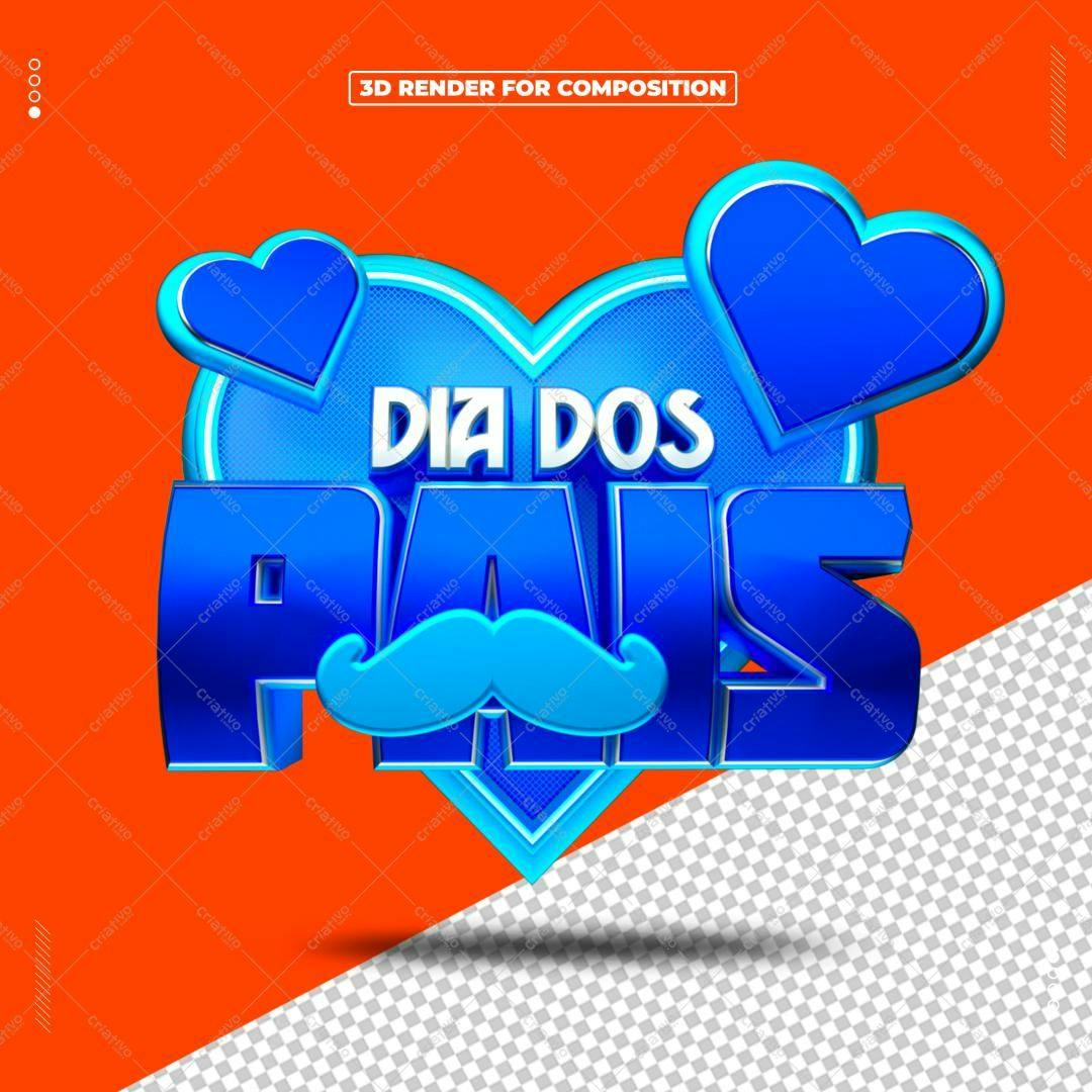 Selo 3D Dia dos Pais Azul e Branco