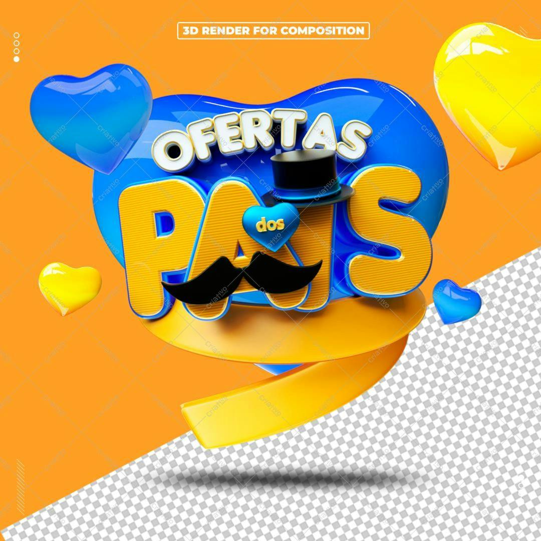 Selo 3D promocional Pai azul e amarelo