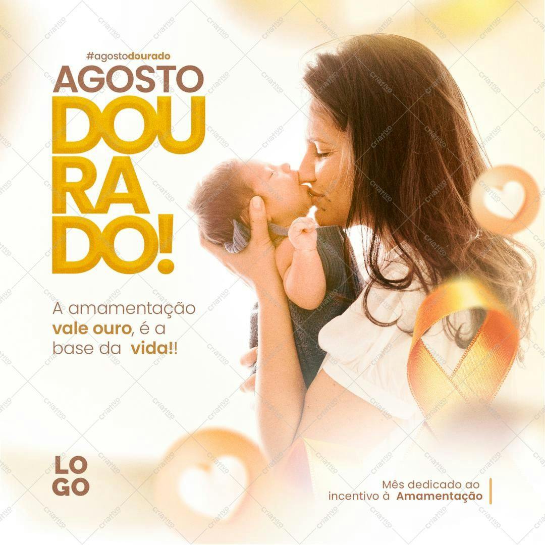 Post para Agosto Dourado Amamentação PSD Editável