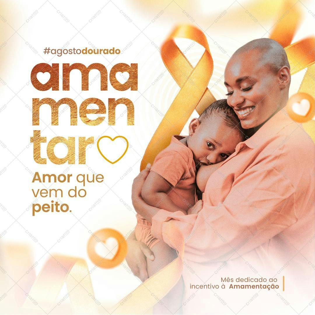 Post para Agosto Dourado Amamentação PSD Editável