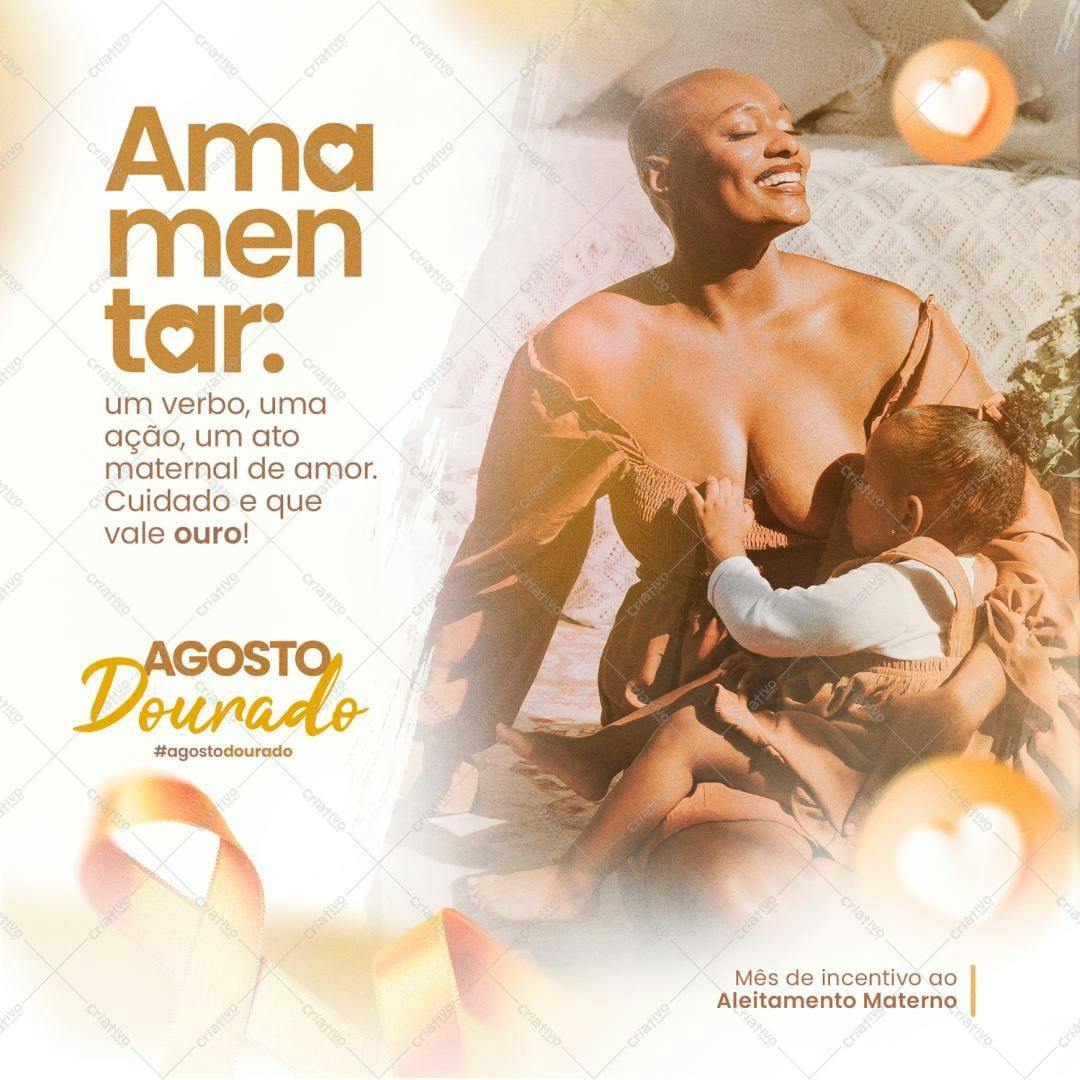 Post para Agosto Dourado PSD Editável