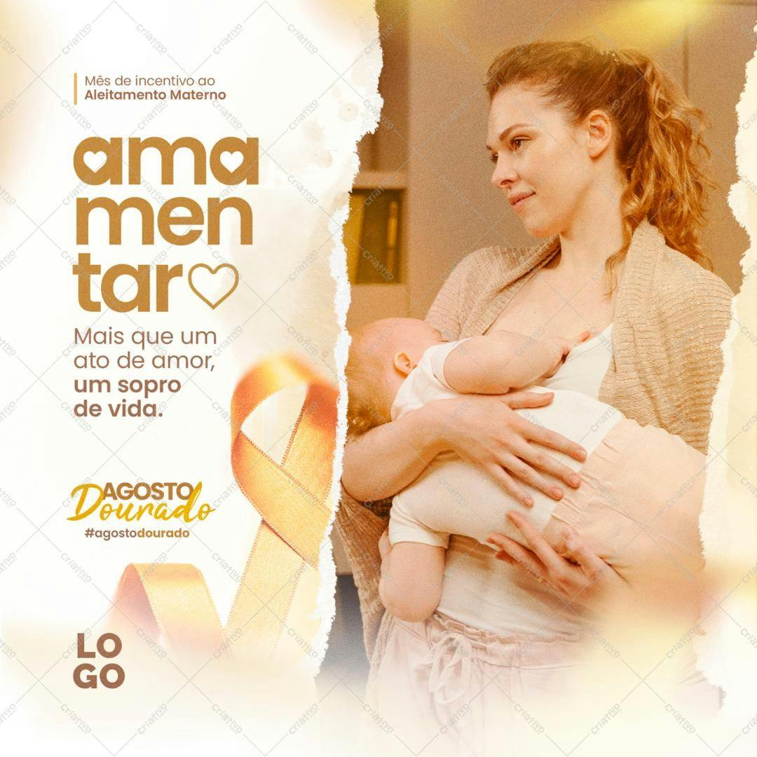 Post para Agosto Dourado Amamentação PSD Editável