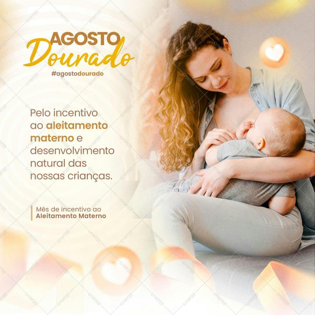 Post para Agosto Dourado PSD Editável