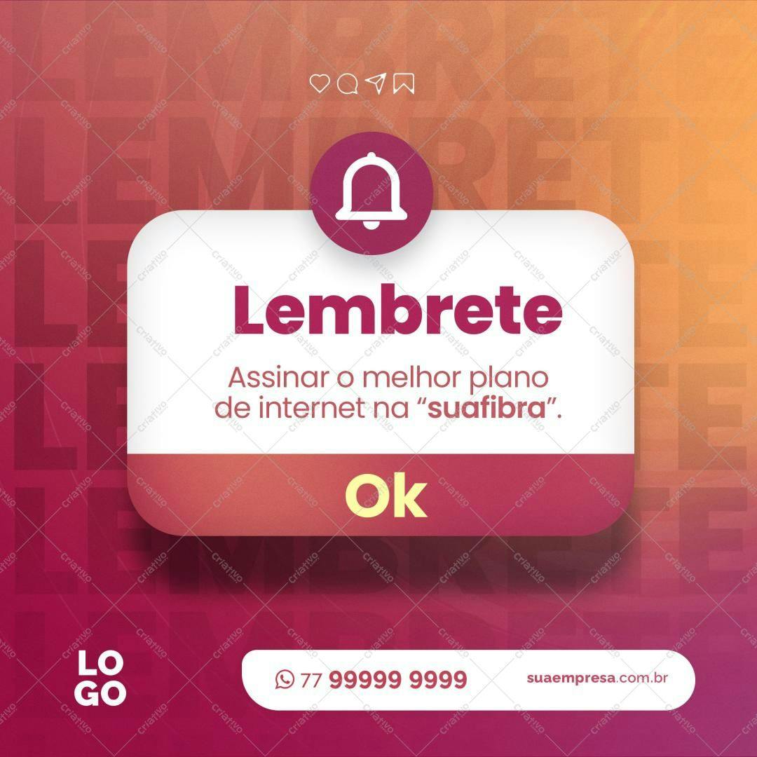 Lembretes para Assinatura de Internet PSD Editável