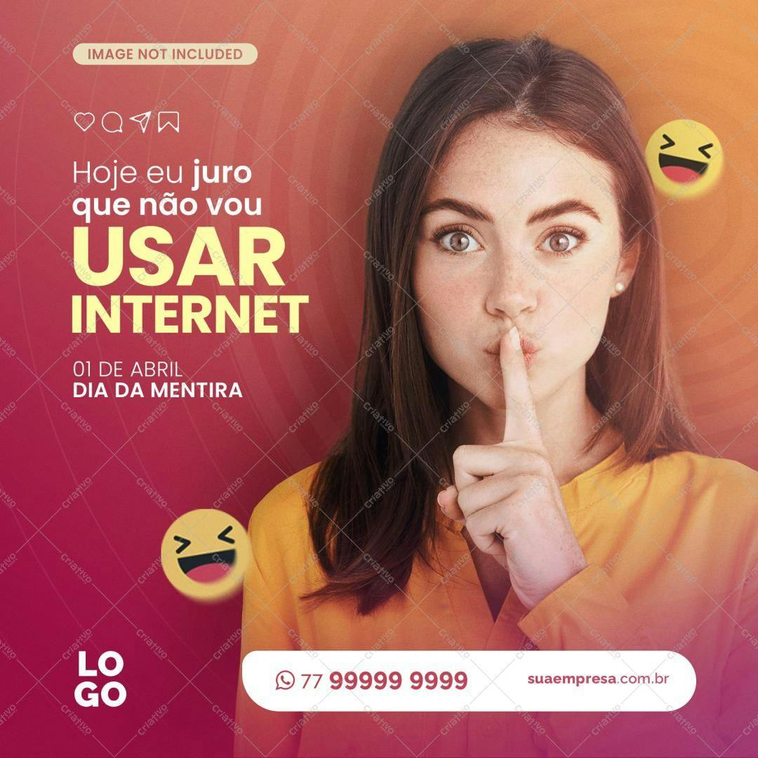 Post para Redes Sociais Dia da Mentira PSD Editável