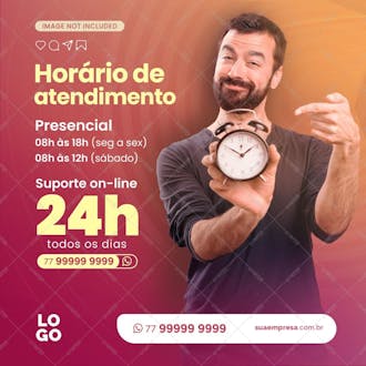 Horário de atendimento 24h