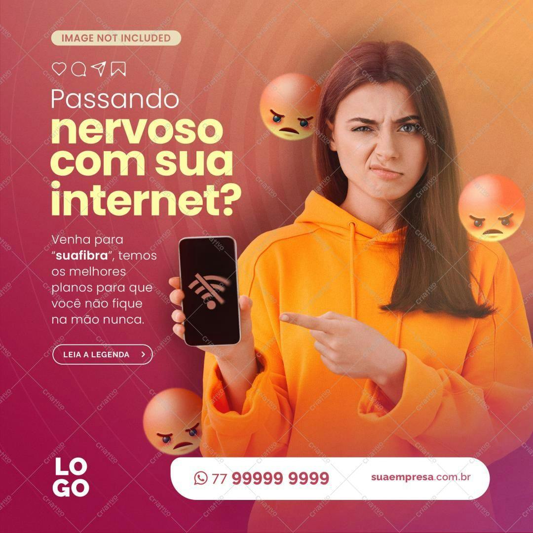 Post para Redes Sociais Internet Lenta PSD Editável