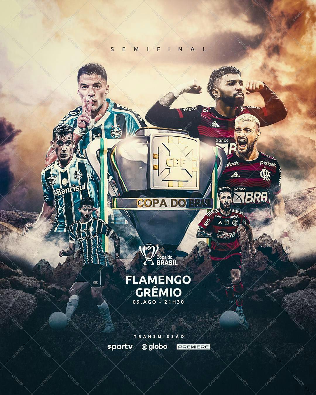 Poster Copa do Brasil Flamengo x Grêmio PSD Editável