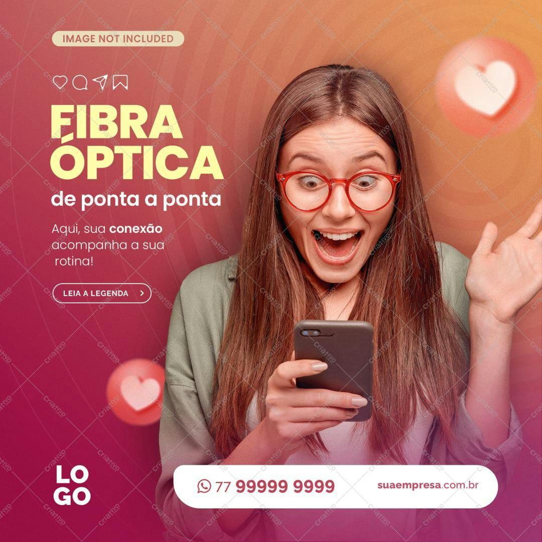 Post para Redes Sociais Fibra Óptica PSD Editável