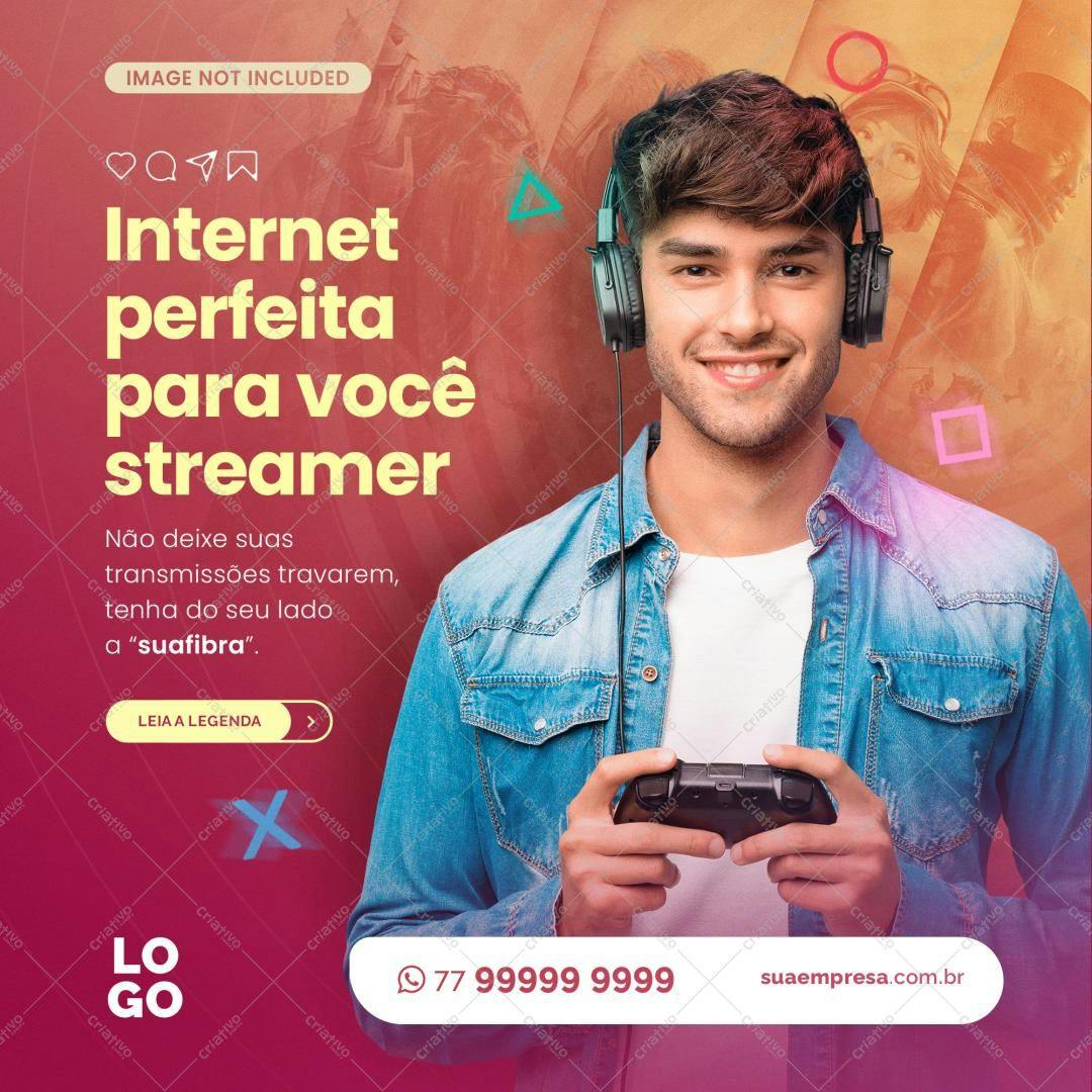 Banner para Streamer com Internet de Alta Velocidade PSD Editável