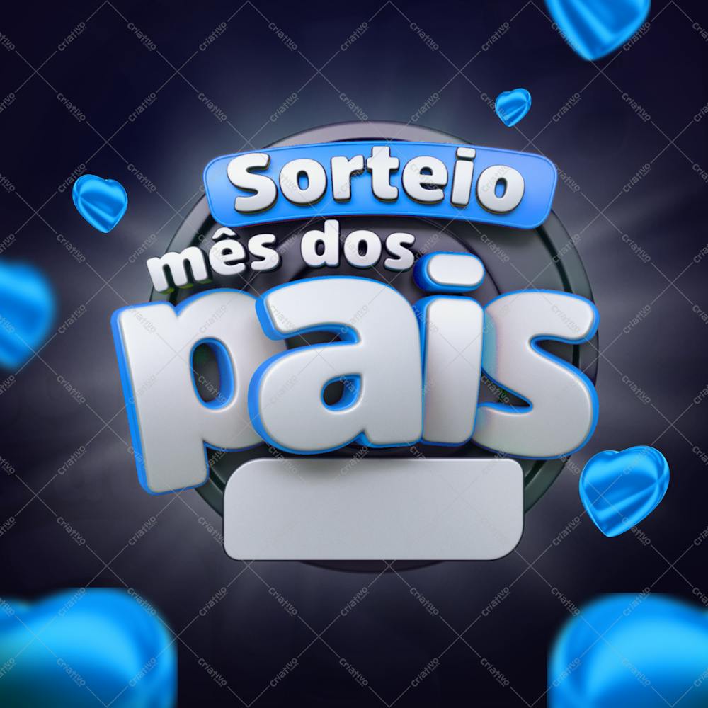 Selo Sorteio Mês Dos Pais 3D Preto