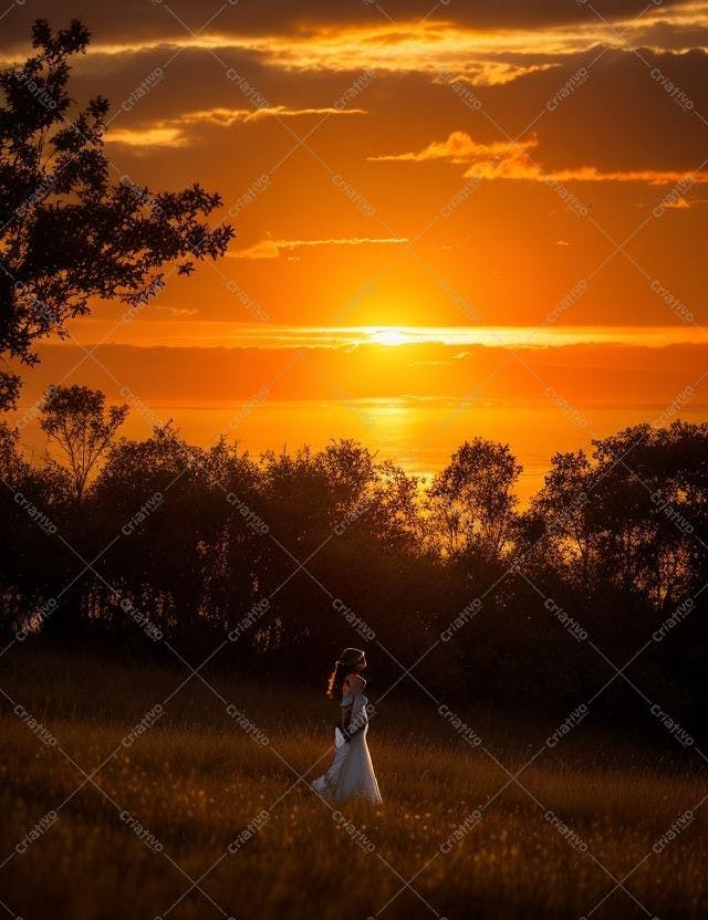 Casal no pôr do sol laranja