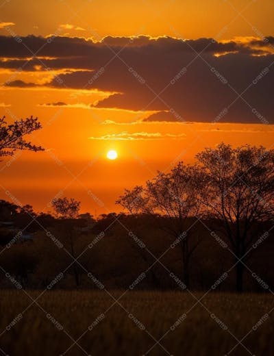 Paisagem Da Natureza Com Um Pôr Do Sol , inteligência artificial