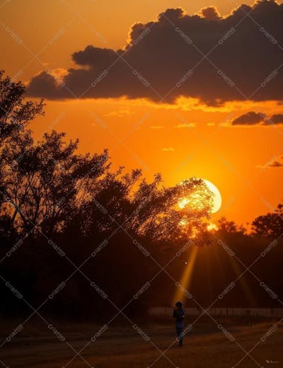 Paisagem Da Natureza Com Pôr Do Sol , inteligência artificial