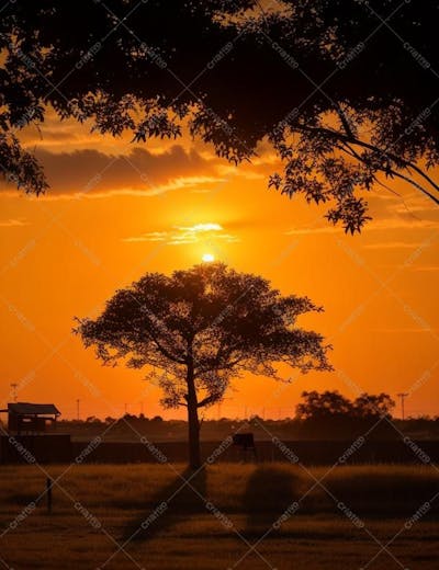 Paisagem Da Natureza Com Pôr Do Sol , inteligência artificial