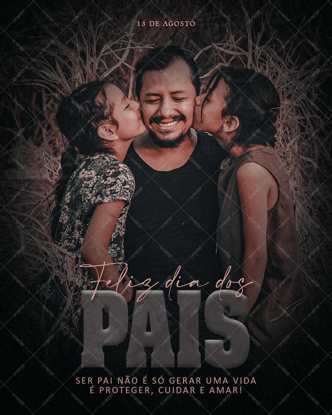 Cartaz Dia dos Pais com Família PSD Editável