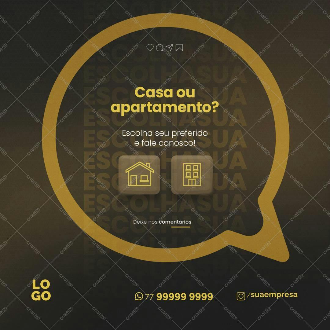 Post para Redes Sociais Imóveis PSD Editável