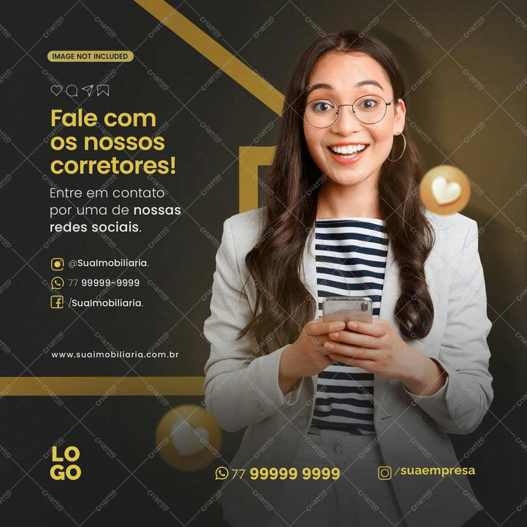 Post para Redes Sociais Imobiliária PSD Editável