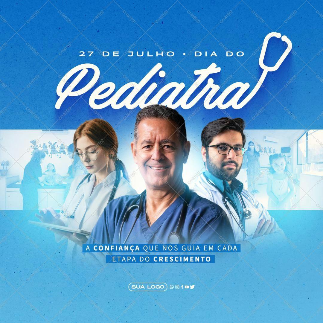 Post para Redes Sociais Dia do Pediatra PSD Editável