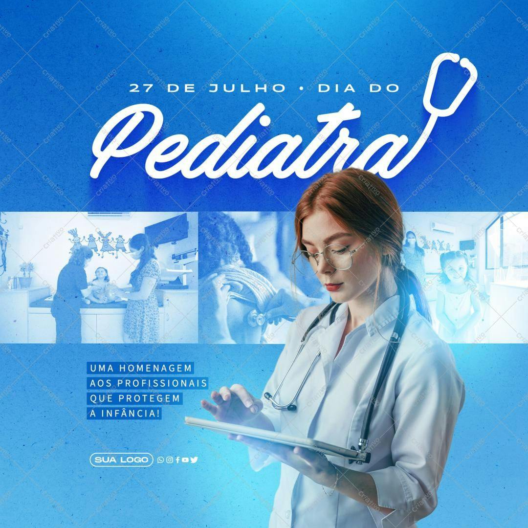 Post para Redes Sociais Dia do Pediatra PSD Editável