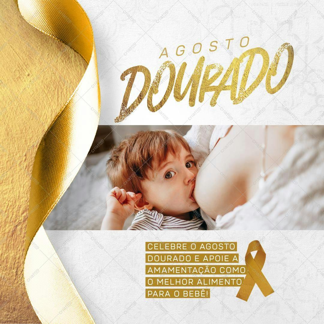 Post para Agosto Dourado PSD Editável