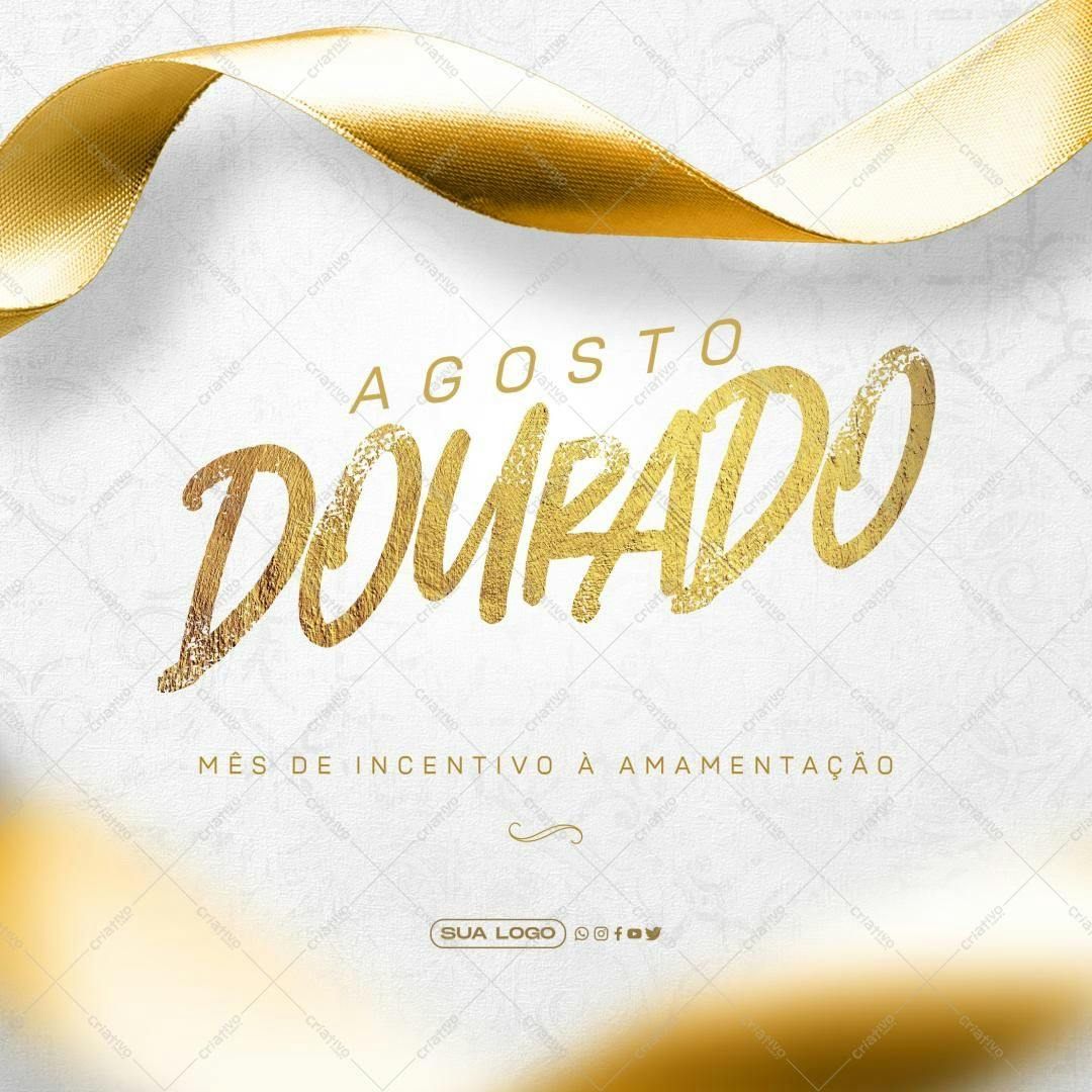 Post para Agosto Dourado PSD Editável