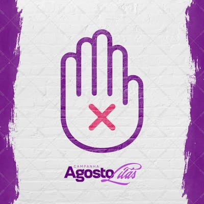 Post - Agosto Lilás - Mão Com X