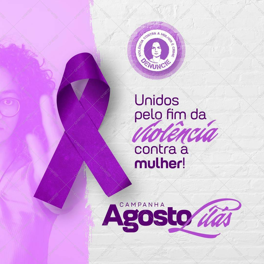 Post para Redes Sociais Agosto Lilás PSD Editável