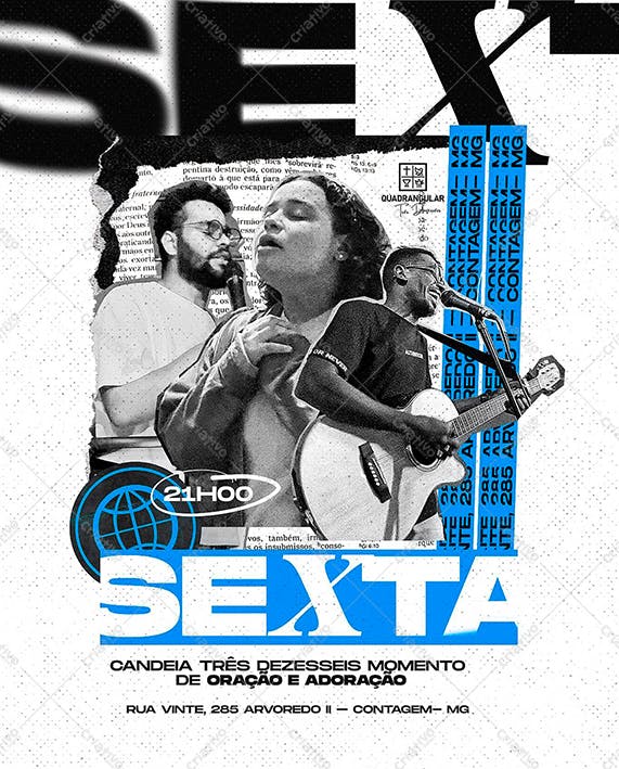 Flyer evento religioso sexta-feira estilo moderno Editável no Canva