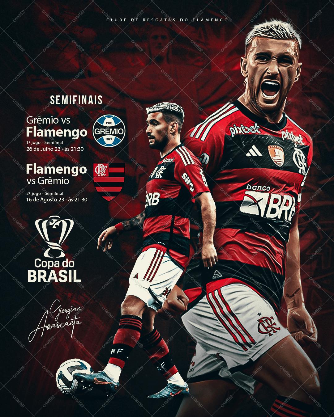 Flyer para a Copa do Brasil: Grêmio x Flamengo PSD Editável