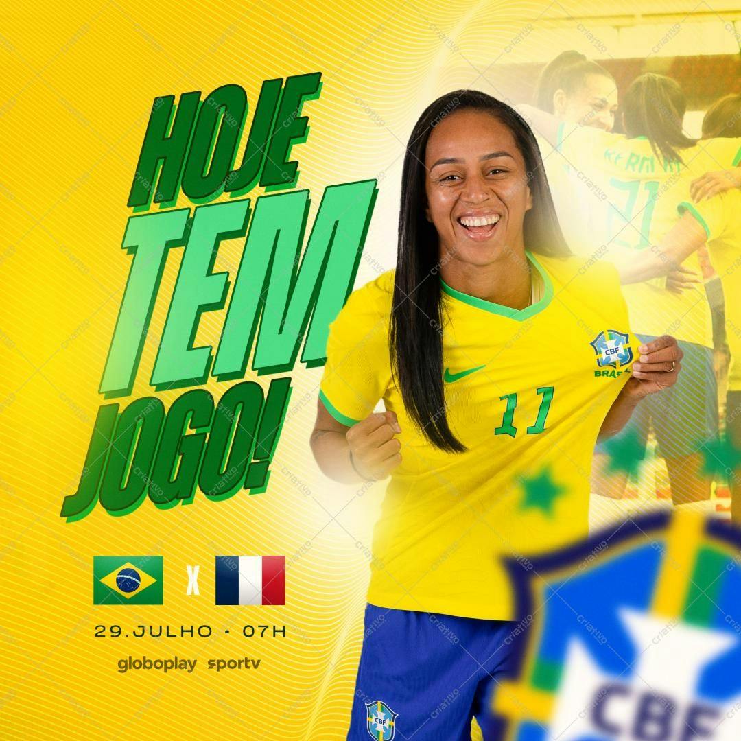 Post para Redes Sociais Jogo Brasil x França PSD Editável