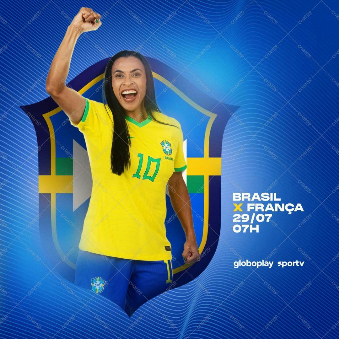 Poster Copa Feminina Brasil x França PSD Editável